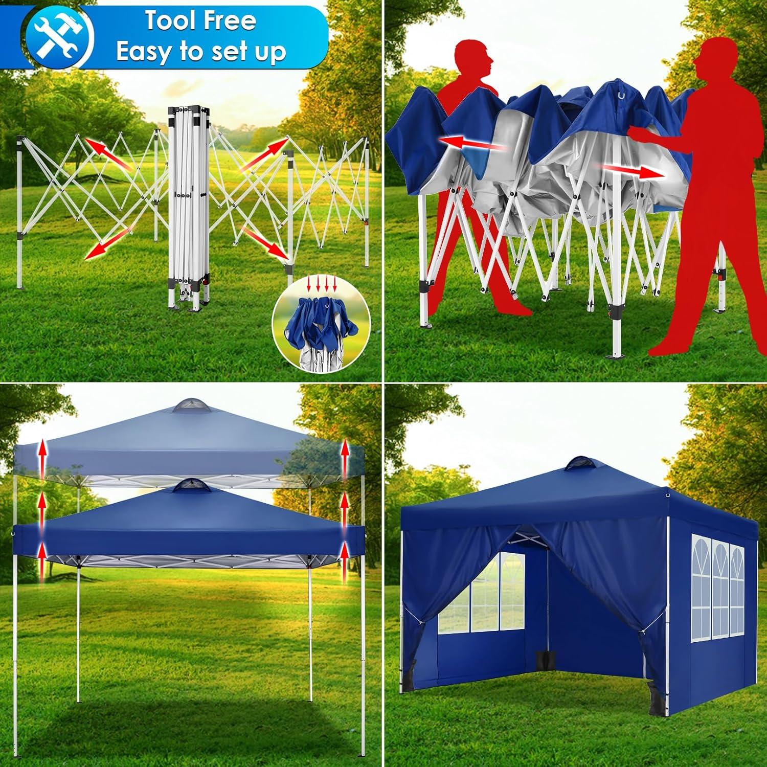 COBIZI Faltpavillon 3x3m Wasserdicht Stabil Winterfest Partyzelt Blau