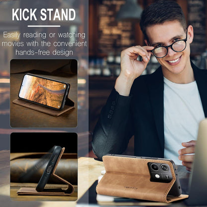 Handyhülle Xiaomi Redmi Note 13 5G Leder Tasche Magnet Stand Braun