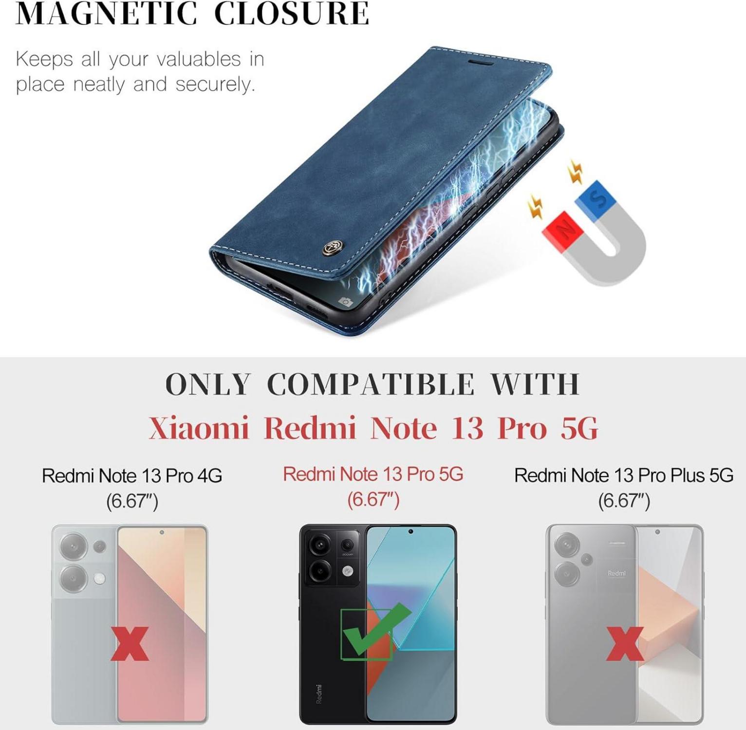 KZB Xiaomi Redmi Note 13 Pro 5G Handyhülle Blau Magnet