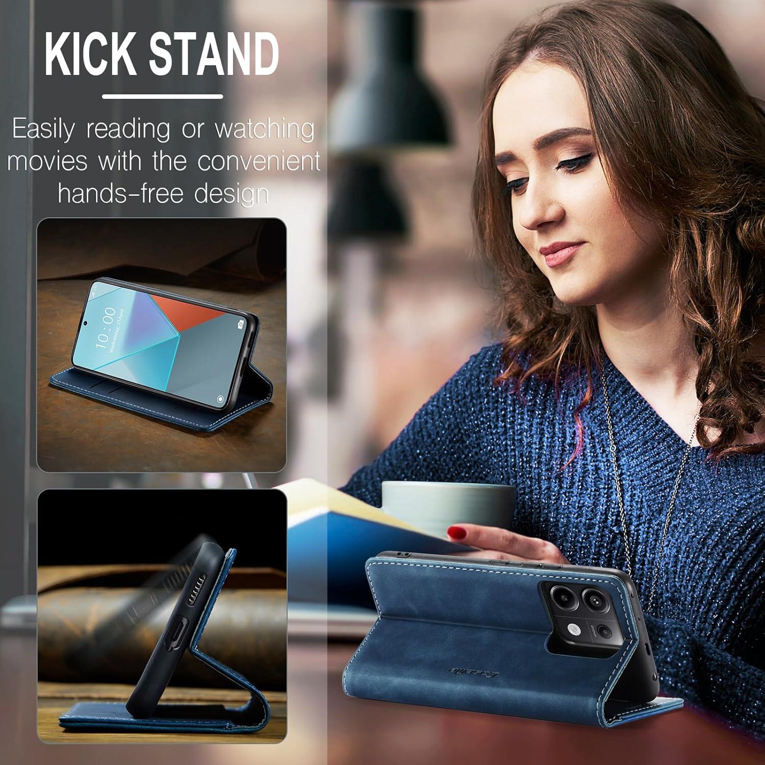 Handyhülle Xiaomi Redmi Note 13 Pro 5G Premium Leder Flip Case Blau