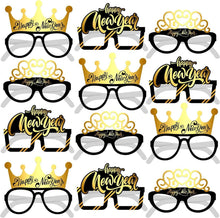 Silvester Brille Foto Requisiten Set Glanz Glitter Gläser 12 Stück