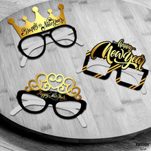 12er Silvester Deko Party Foto Requisiten Brille Glitter