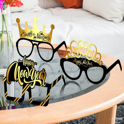 12er Pack Silvester Party Foto Requisiten Zubehör Glitzer Brille