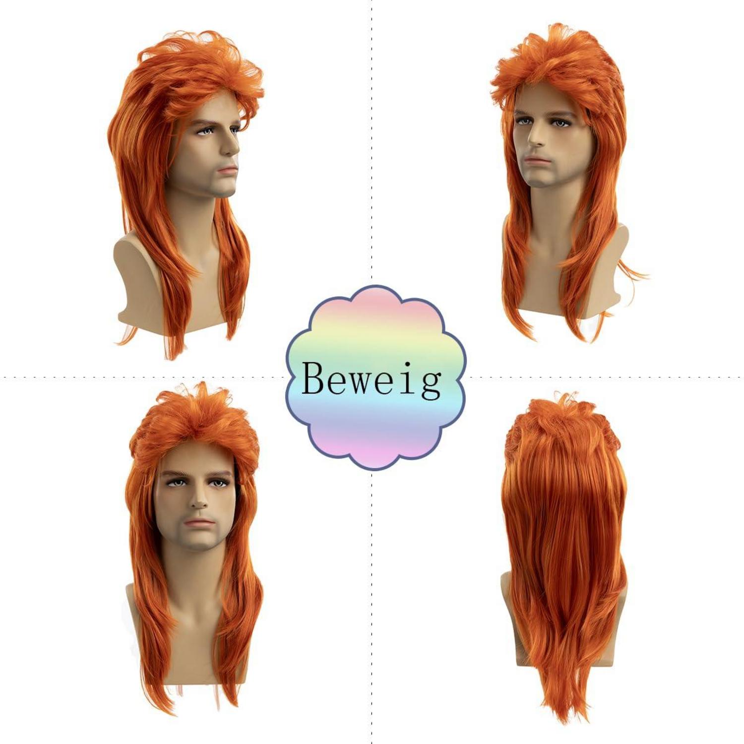 Orange Meeräsche Perücke Locken 70er 80er Vintage Cosplay Kostüm Disco