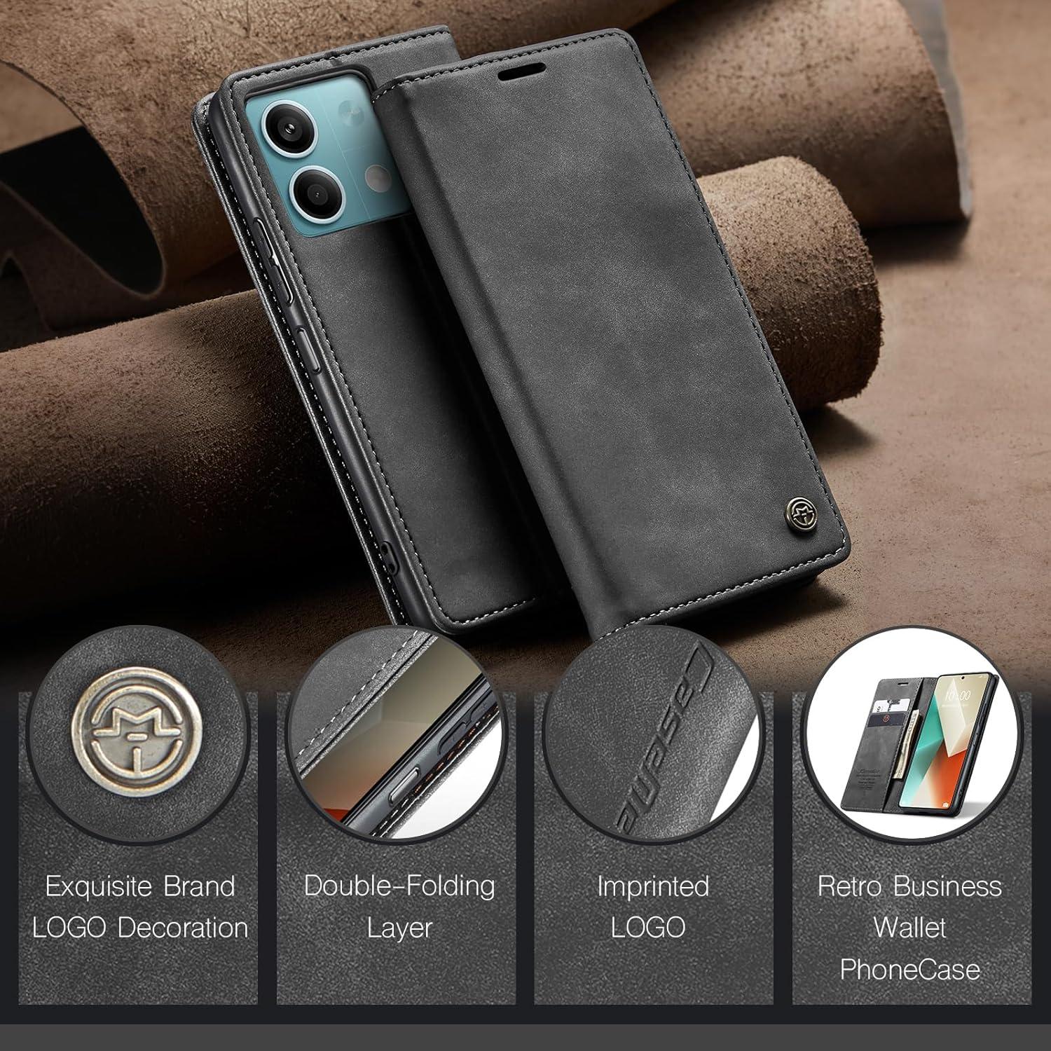 Handyhülle Xiaomi Redmi Note 13 5G Premium Leder Tasche Magnet