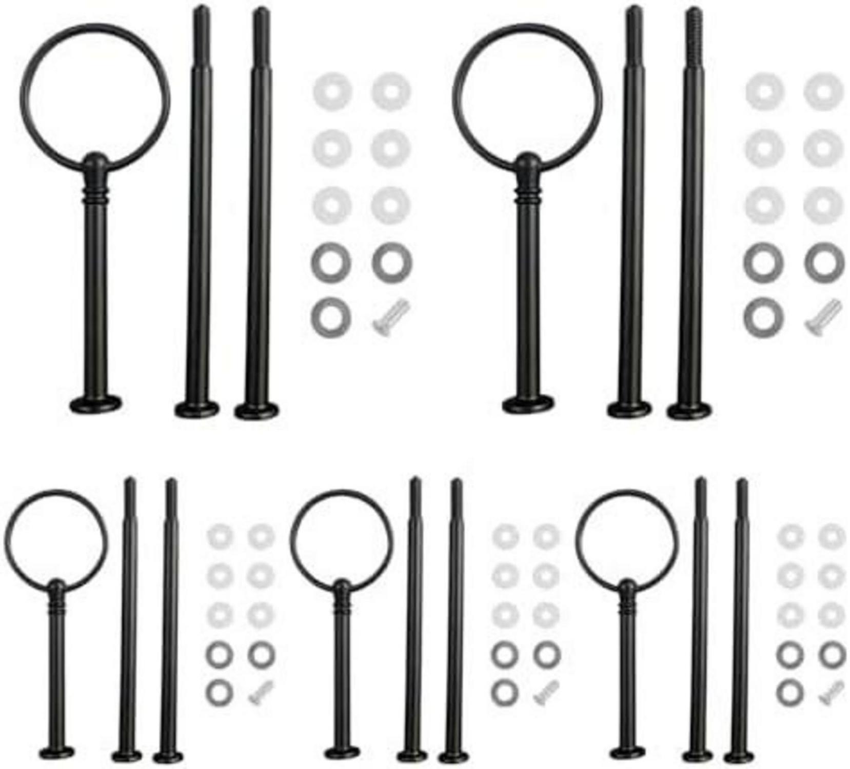 5er Set Metallstangen für Etageren Schwarz
