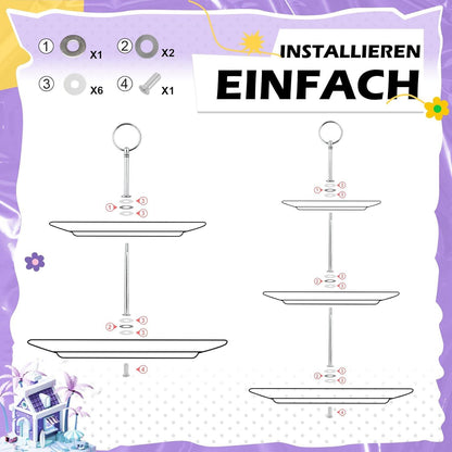 5er Set Metallstangen für Etageren Schwarz