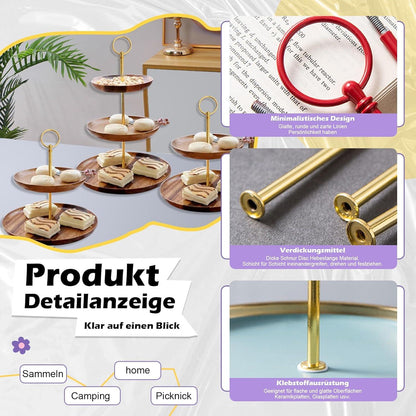 5er Pack Etageren Stangen Set Schwarz Metall für Hochzeitstorte Etagere