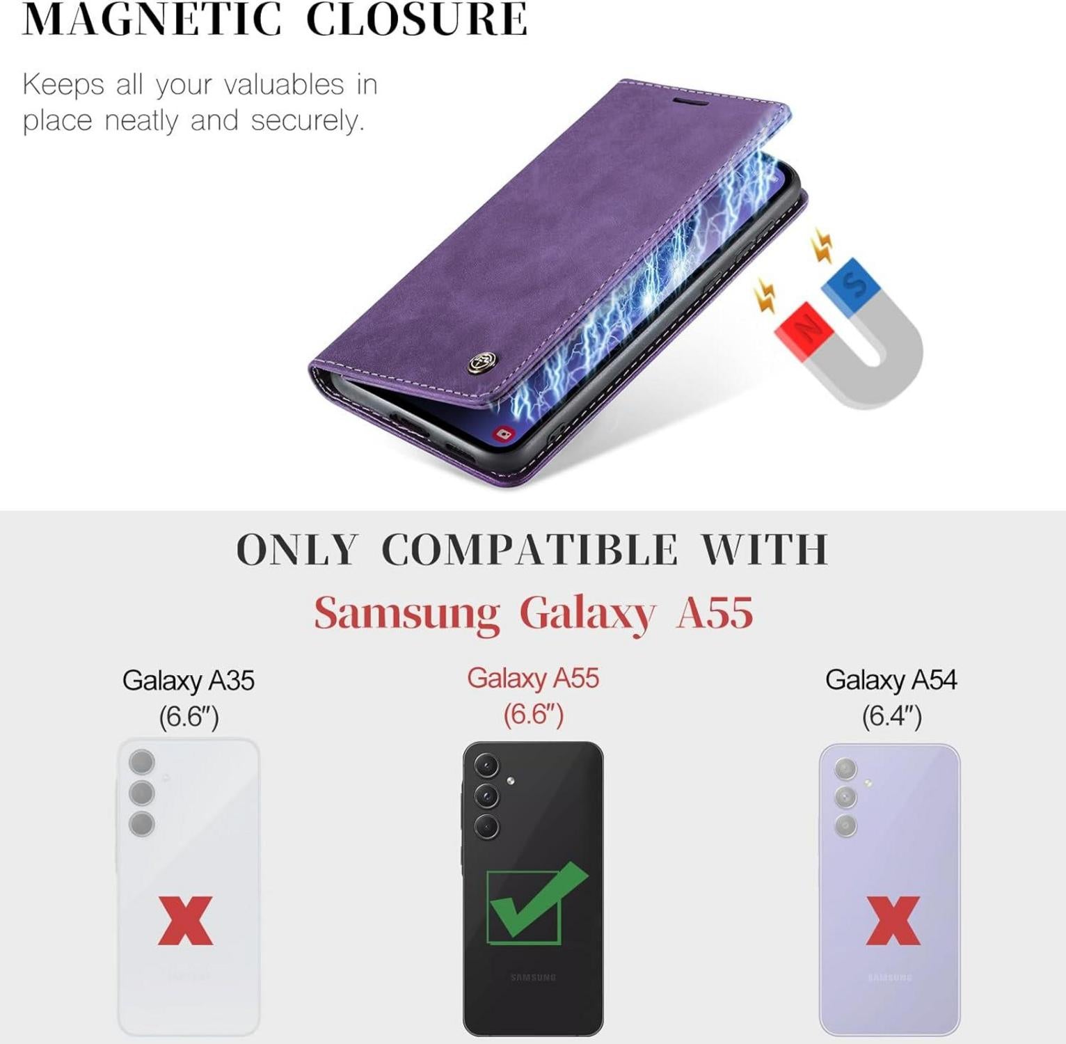 Samsung Galaxy A55 5G Handyhülle Leder Flip Case mit
