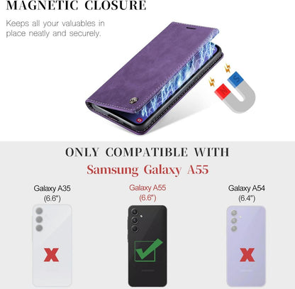 Samsung Galaxy A55 5G Handyhülle Leder Flip Case mit