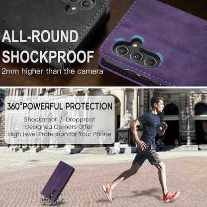 Samsung Galaxy A55 5G Handyhülle Leder Klappbar Flip Case - Lila