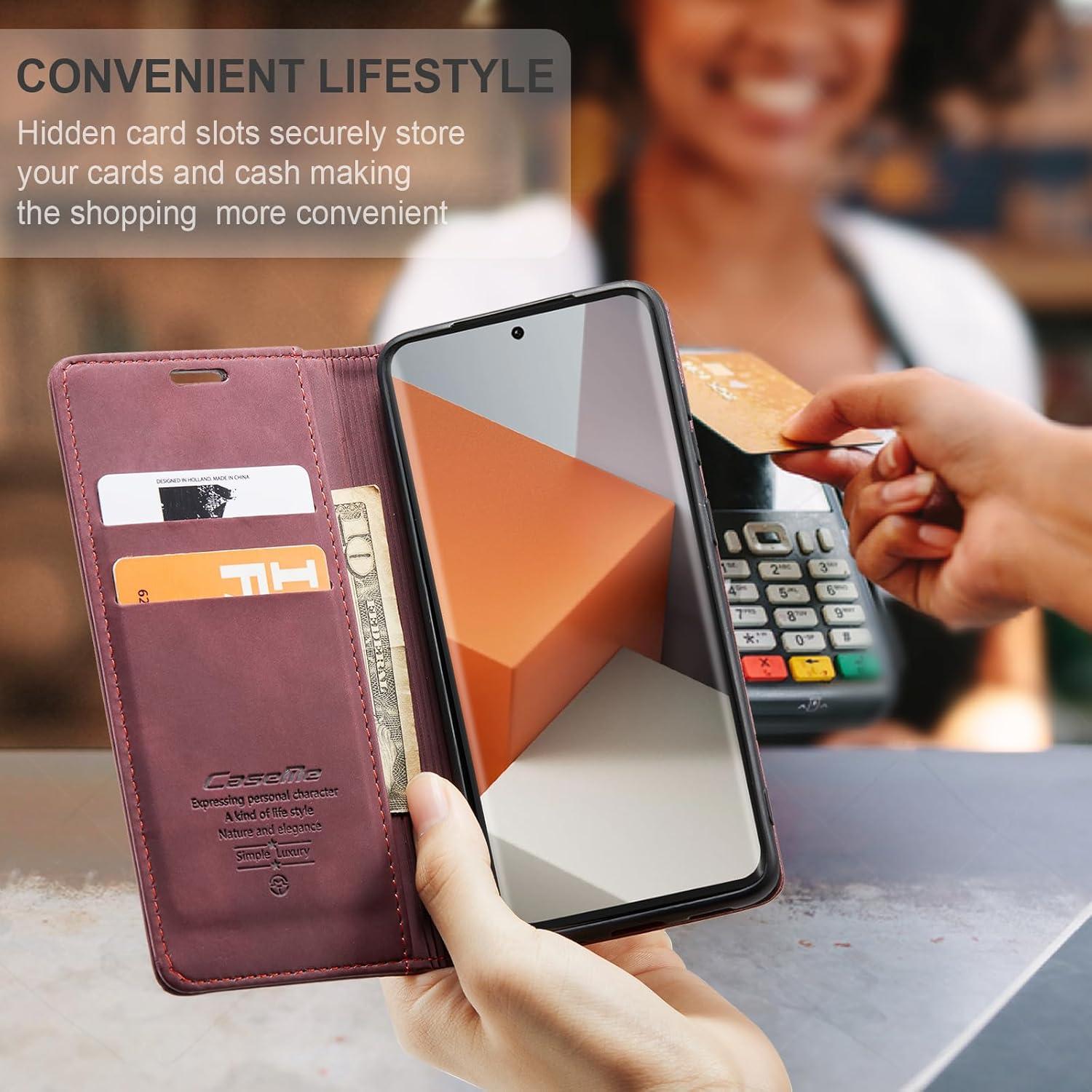 Xiaomi Redmi Note 13 Pro Plus 5G Premium Leder Flip Case Weinrot