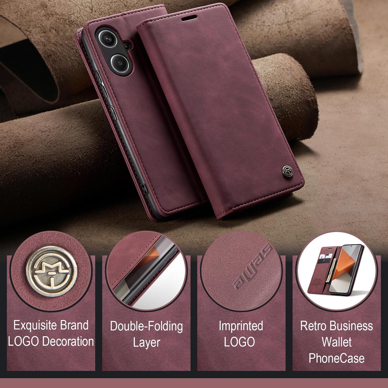 KZB Xiaomi Redmi Note 13 Pro+ 5G Lederhülle Klappbar Weinrot