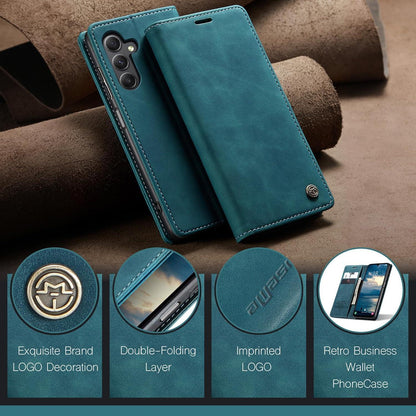 Samsung Galaxy A25 5G Handyhülle Premium Leder Flip Case Blaugrün