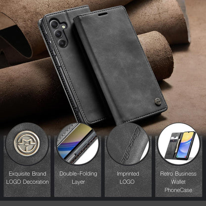 Samsung Galaxy A15 5G Handyhülle - Premium Leder Flip Case Magnet Stand Grau