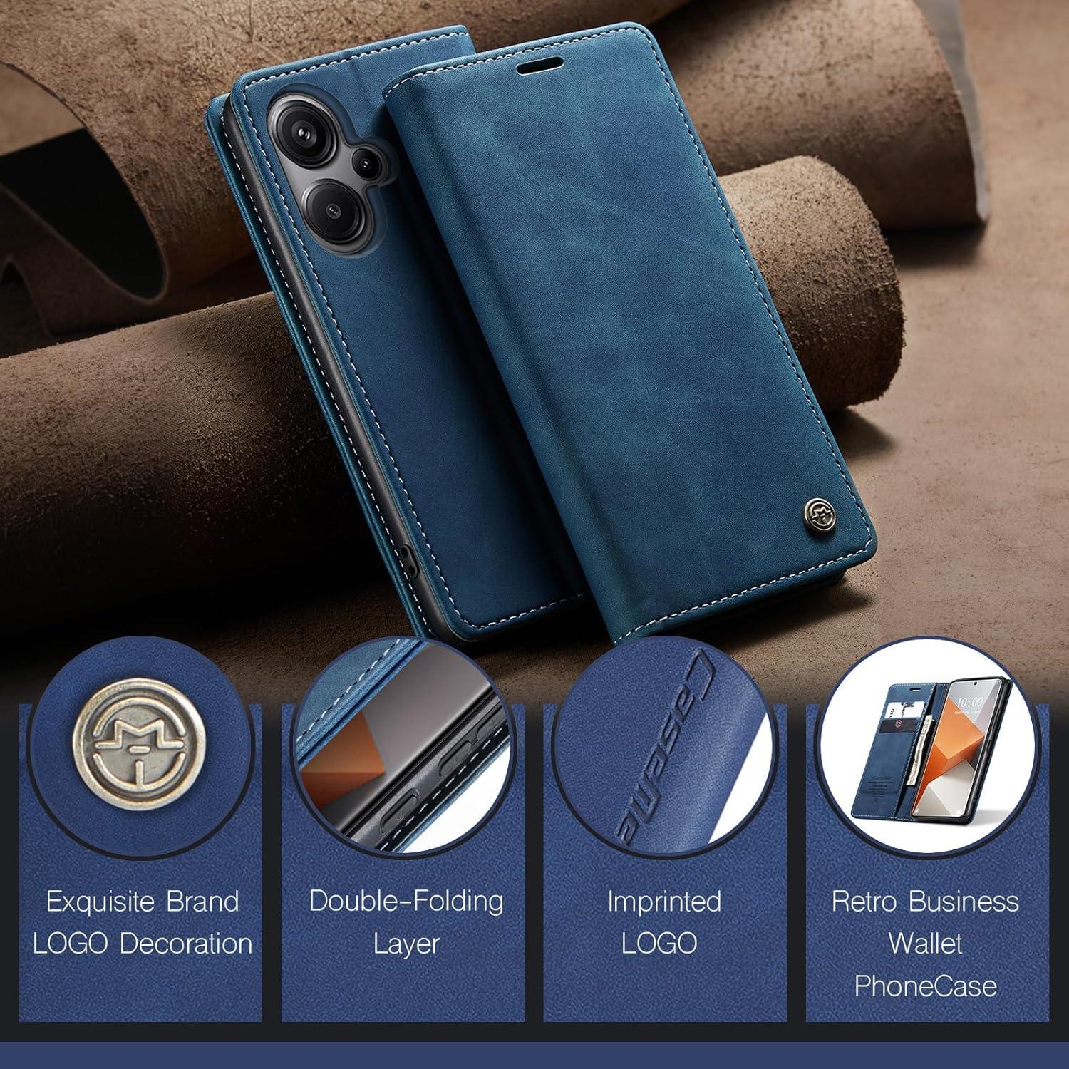 Handyhülle Xiaomi Redmi Note 13 Pro Plus 5G Leder Blau Standfunktion