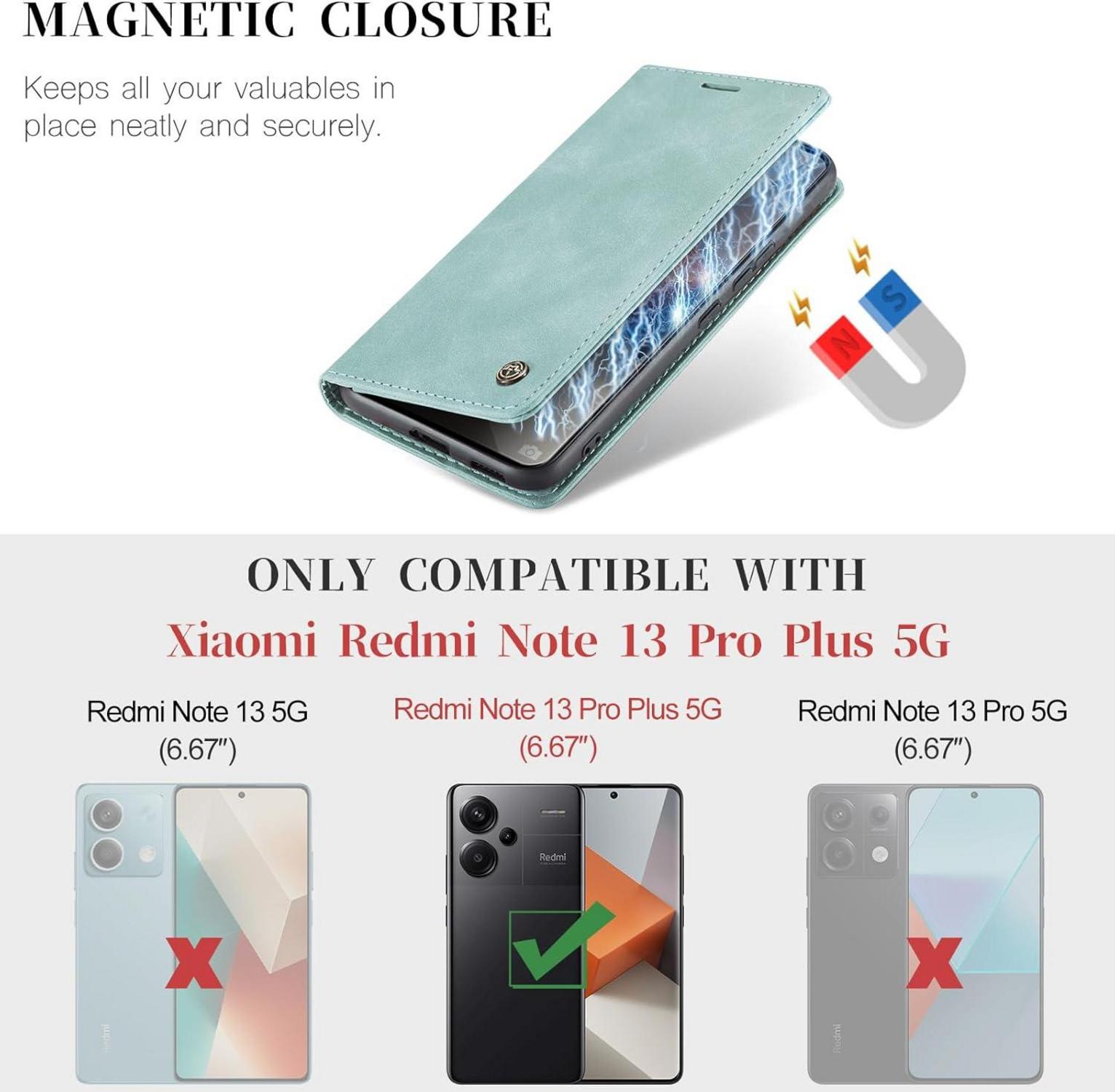 Xiaomi Redmi Note 13 Pro Plus 5G Hülle Leder Klappbar Tasche