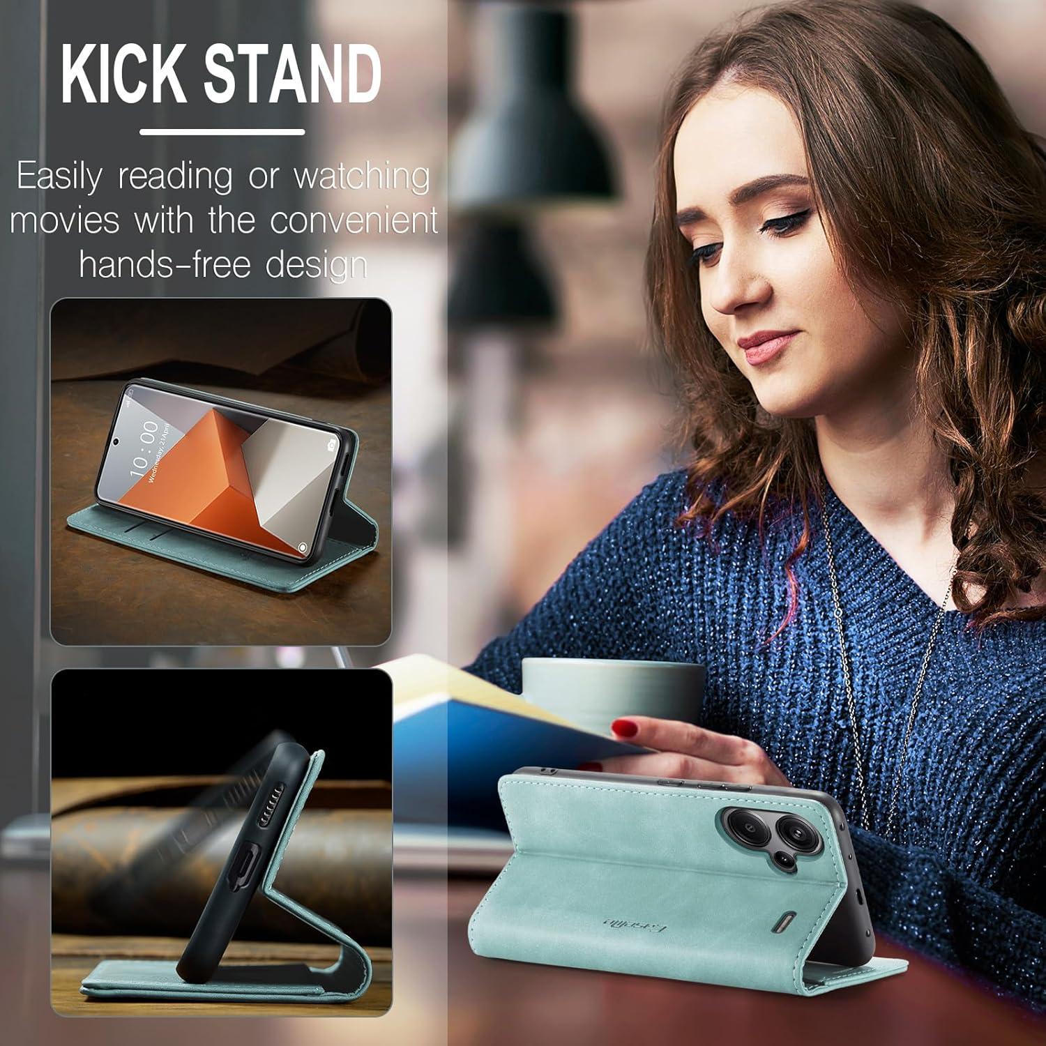 Xiaomi Redmi Note 13 Pro Plus 5G Handyhülle Leder Flip Case Blau