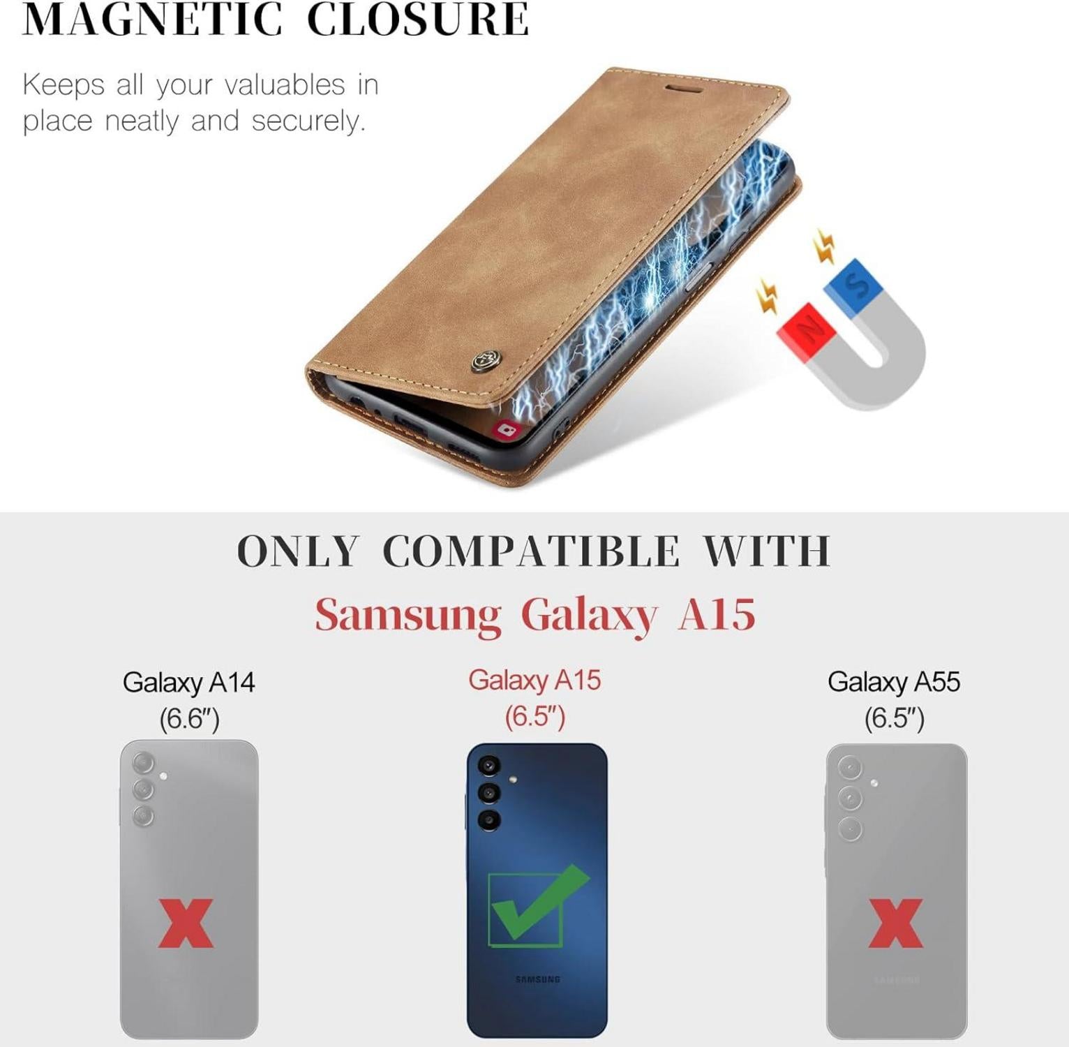 Samsung Galaxy A15 5G Handyhülle - Premium Leder Flip Case