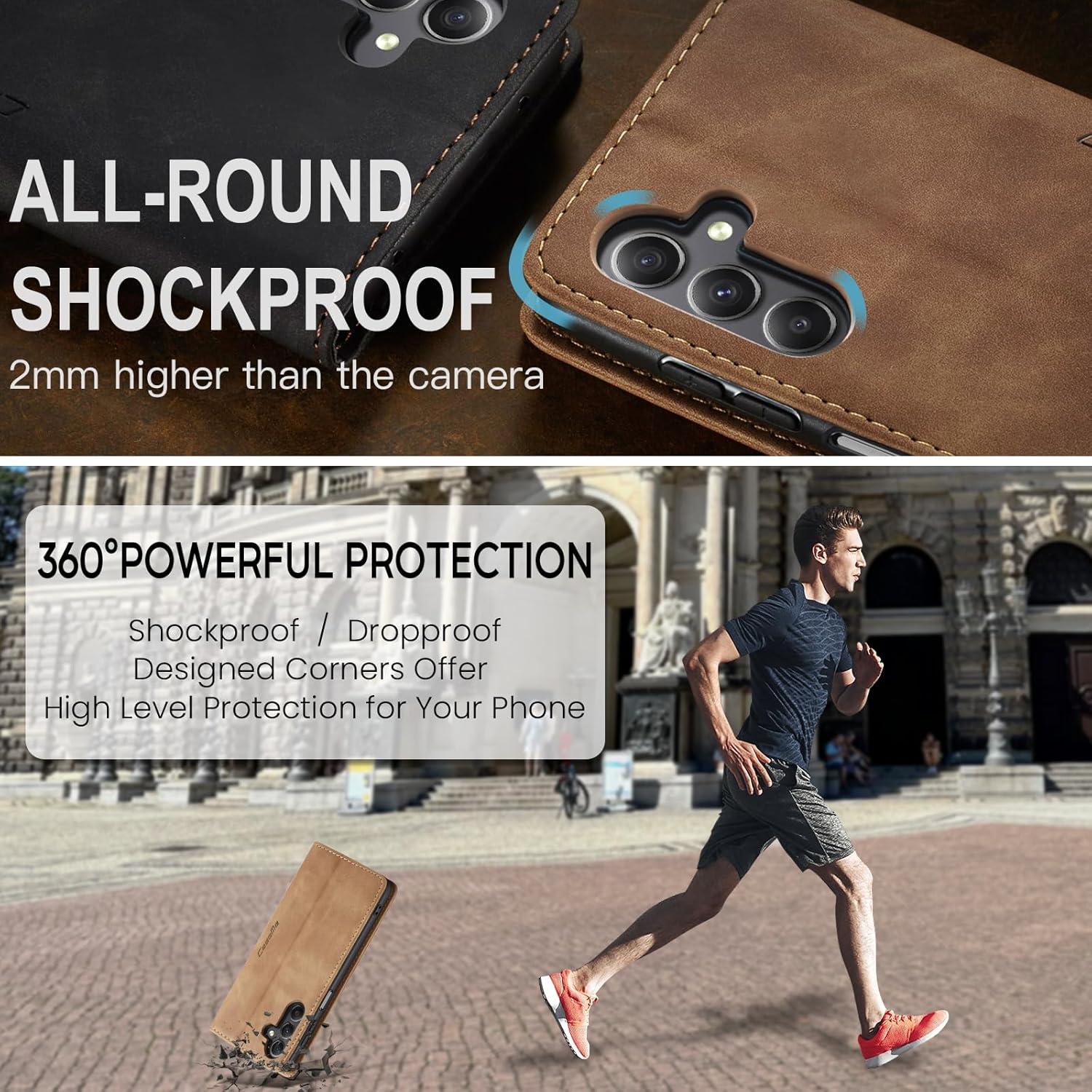 Handyhülle Samsung Galaxy A15 5G Leder Klappcase Braun Magnet Standfunktion