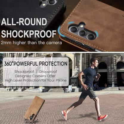 Handyhülle Samsung Galaxy A15 5G Leder Klappcase Braun Magnet Standfunktion
