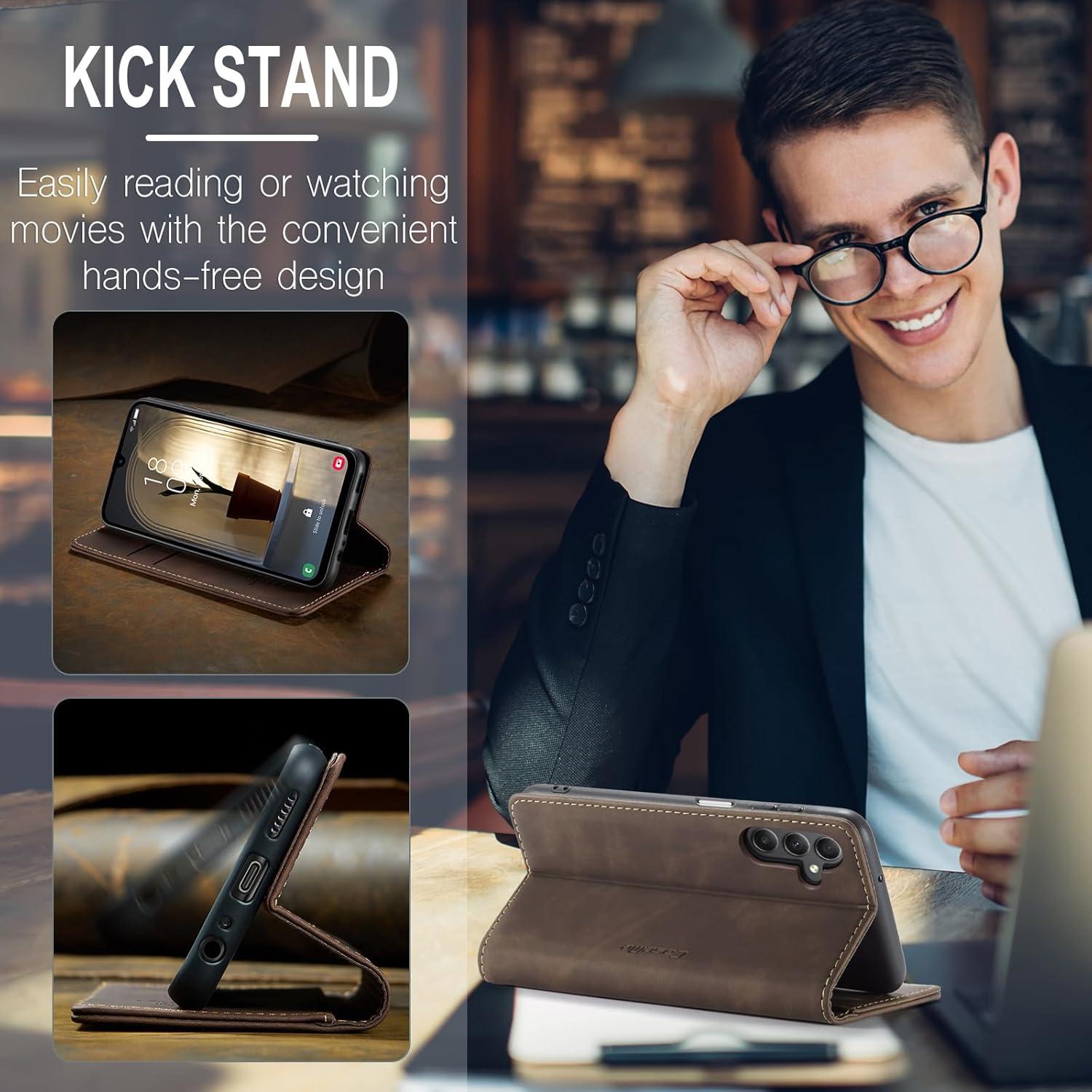 Samsung Galaxy A25 5G Handyhülle Leder Klapphülle Magnet Standfunktion Kartenfach