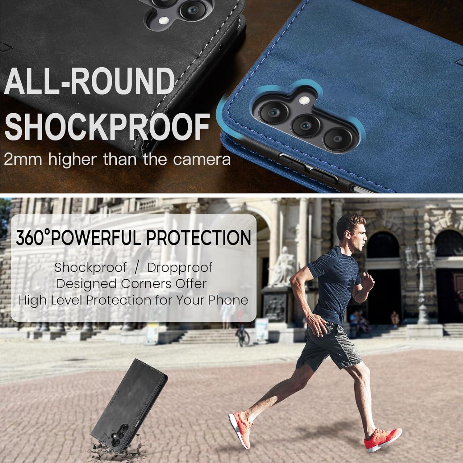 Samsung Galaxy A25 5G Hülle Premium Leder Klapphülle Magnet Stand Grau