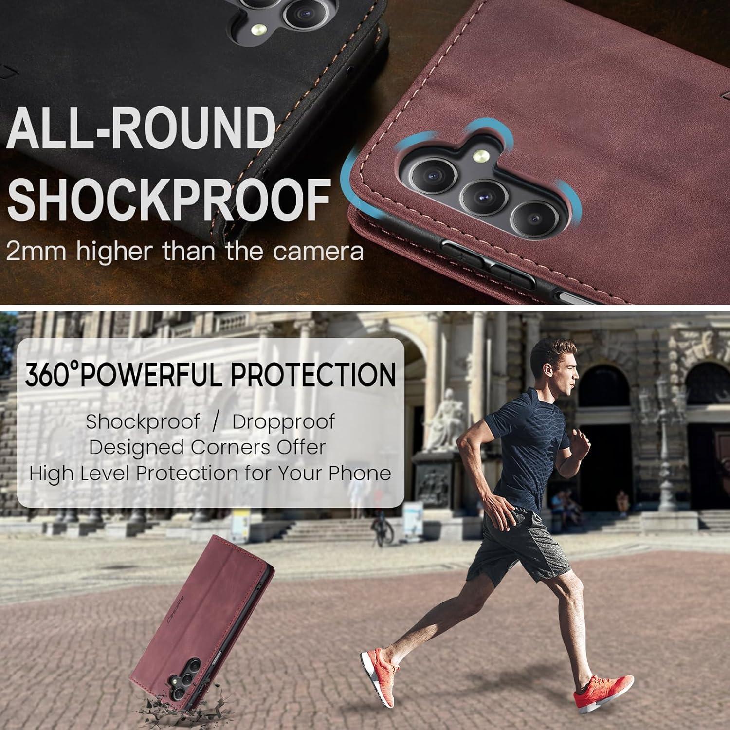 Handyhülle Samsung Galaxy A25 5G Leder Flip Case 6,5'' Weinrot