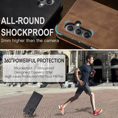 Handyhülle Samsung Galaxy A15 5G Schwarz Leder Flip Case Magnet Standfunktion