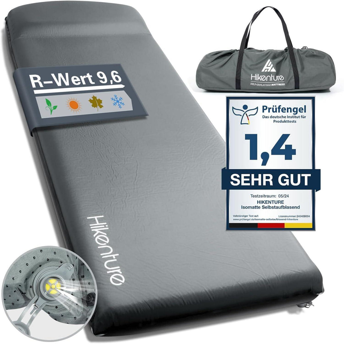 Isomatte Selbstaufblasend 8CM Dicke Camping Schaumstoff Luftmatratze