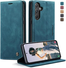 Handyhülle Samsung Galaxy A55 5G Leder Flip Case Blaugrün