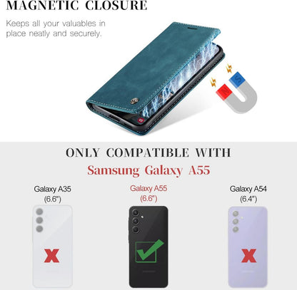 Samsung Galaxy A55 5G Lederhülle mit Standfunktion und