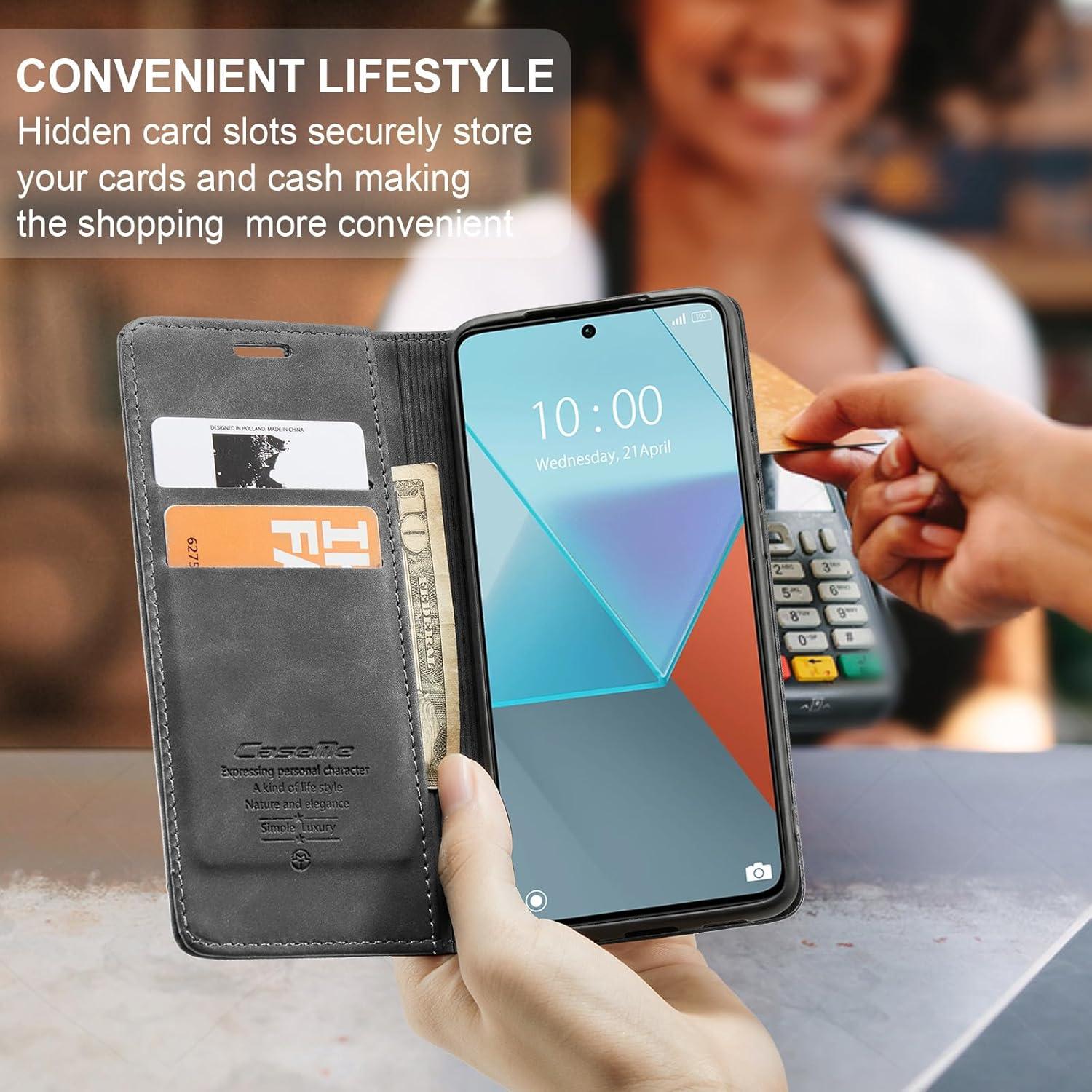 KZB Xiaomi Redmi Note 13 Pro 5G Handyhülle Leder Standfunktion Grau