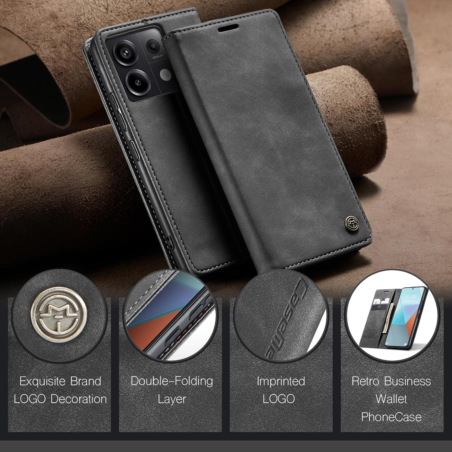 Handyhülle Xiaomi Redmi Note 13 Pro 5G Leder Klapphülle Grau Flip Case