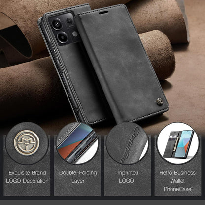 Handyhülle Xiaomi Redmi Note 13 Pro 5G Leder Klapphülle Grau Flip Case