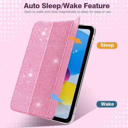 iPad 10.9 Hülle 2022 - Schlank Smart Cover - Auto Wake/Sleep - Glitzer Rot