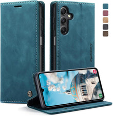 Handyhülle Samsung Galaxy A15 5G Premium Leder Klapphülle Blaugrün