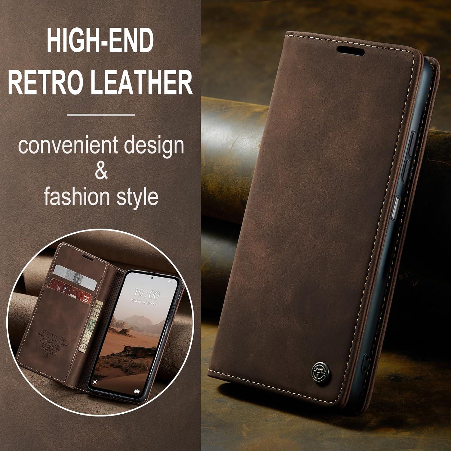 Handyhülle Xiaomi Redmi Note 13 5G Premium Leder Magnet Standfunktion - Kaffee