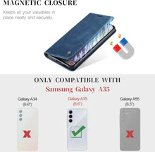 Samsung Galaxy A35 5G Handyhülle Leder Flip Case Blau