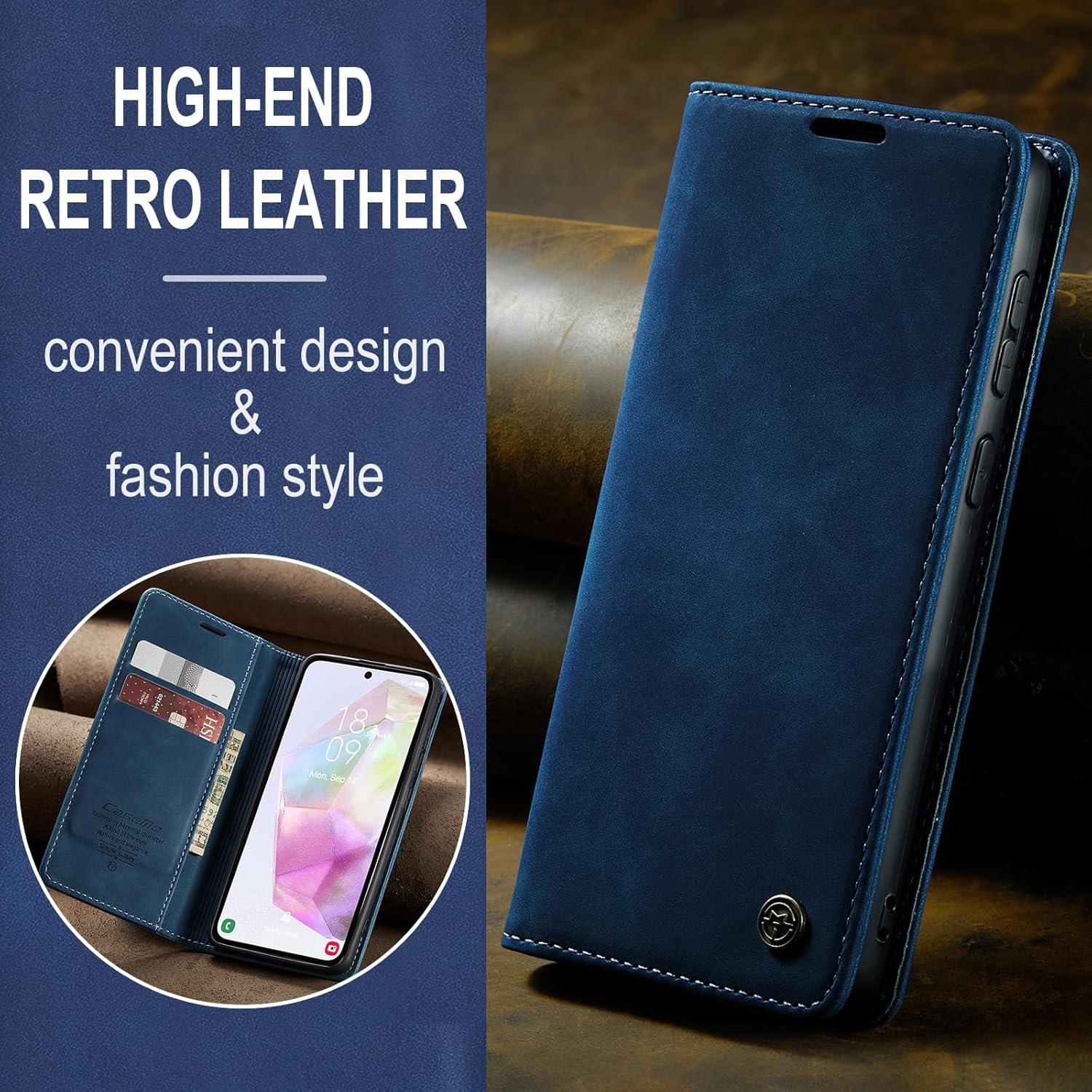 Handyhülle Samsung Galaxy A35 5G Leder Blau Flip Case Magnet