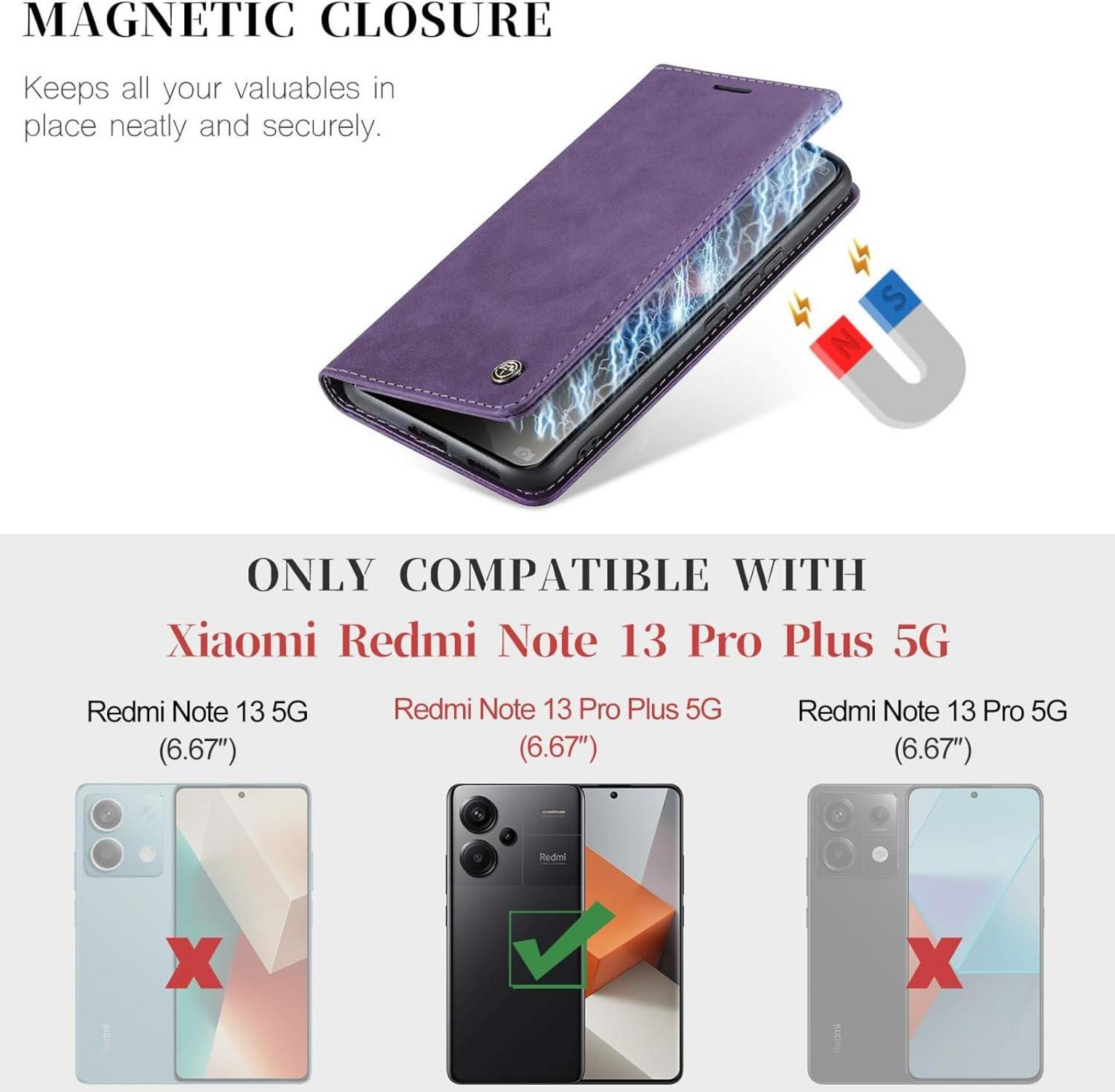KZB Xiaomi Redmi Note 13 Pro Plus 5G Leder Klapphülle Magnet