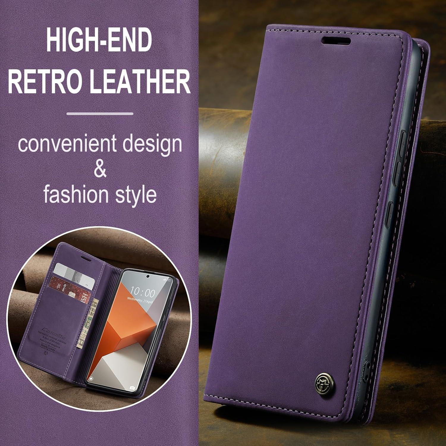 KZB Xiaomi Redmi Note 13 Pro Plus 5G Leder Flip Case Standfunktion - Lila