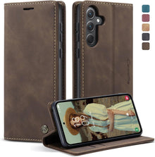 Samsung Galaxy A35 5G Leder Flip Case Kaffee Schutzhülle