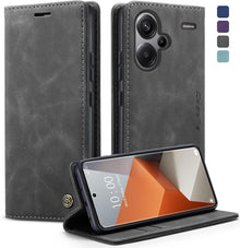 Xiaomi Redmi Note 13 Pro Plus 5G Handyhülle Leder Magnet Stand Grau