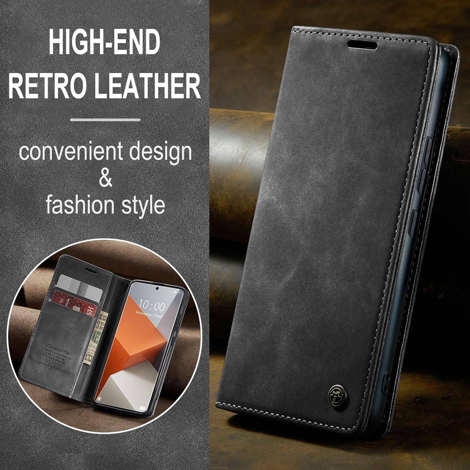 Handyhülle für Xiaomi Redmi Note 13 Pro Plus 5G Premium Leder Flip Case Grau