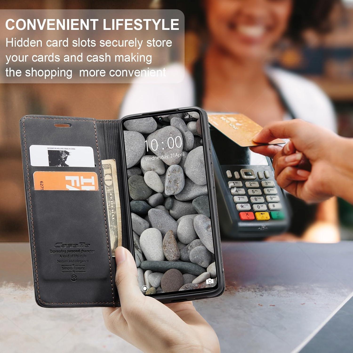 KZB Xiaomi Redmi Note 13 Pro 5G Handyhülle - Premium Leder Flip Case Schwarz