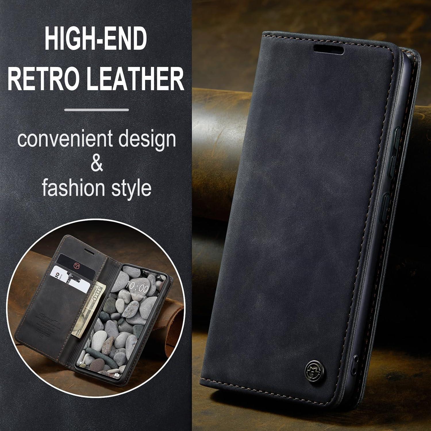 Xiaomi Redmi Note 13 Pro 5G Handyhülle Schwarz Leder Klapphülle Standfunktion
