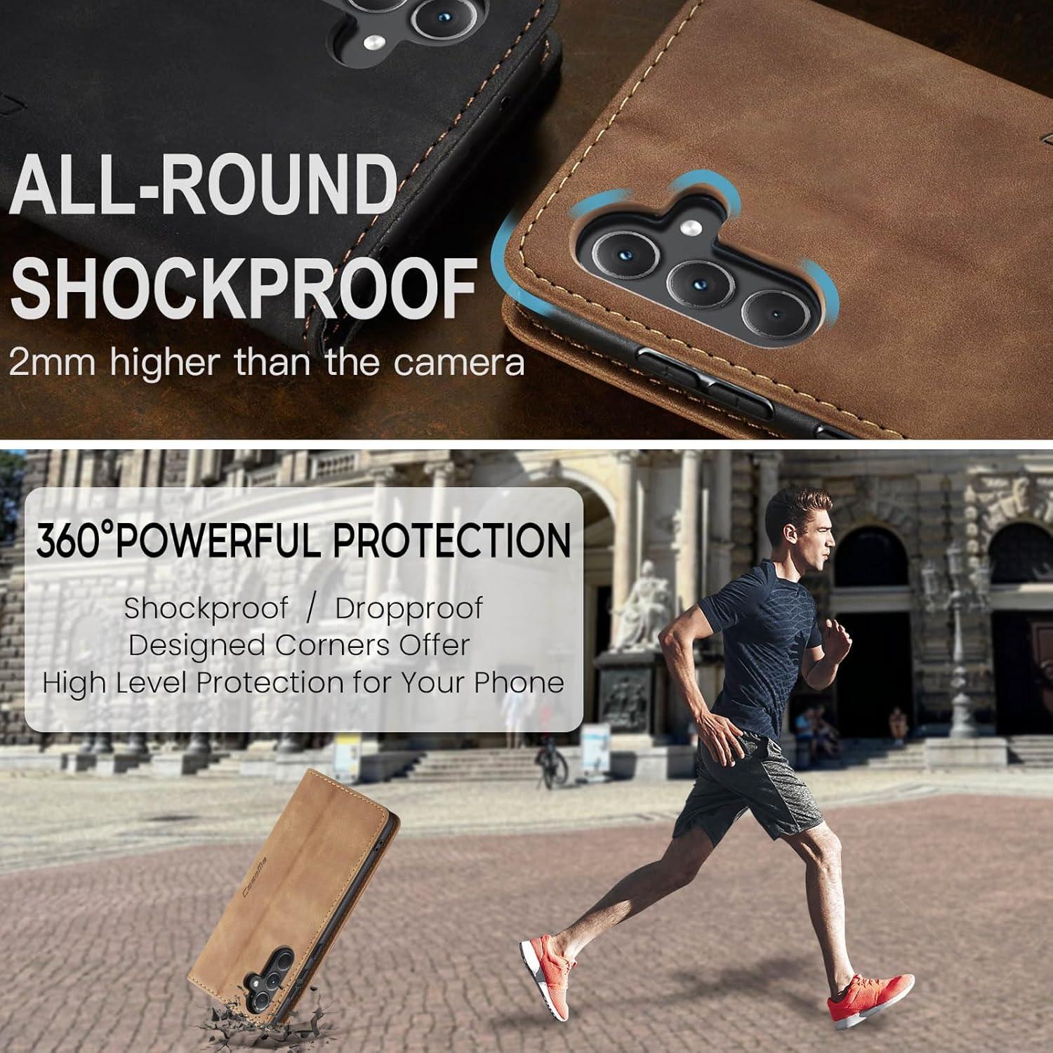 Handyhülle Samsung Galaxy A35 5G Lederhülle Klappbar Flip Case Braun