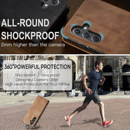 Handyhülle Samsung Galaxy A35 5G Lederhülle Klappbar Flip Case Braun