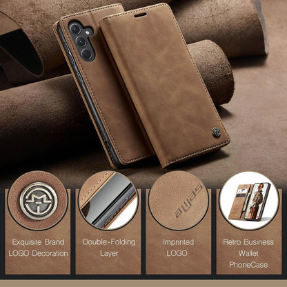Handyhülle Samsung Galaxy A35 5G Lederhülle Klappbar Flip Case Braun